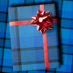 Classic holiday plaid navy blue Christmas Gift Wrapping Paper