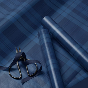 Classic holiday plaid navy blue Christmas Wrapping Paper