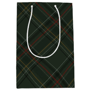 Classic holiday plaid stylish green Christmas Medium Gift Bag