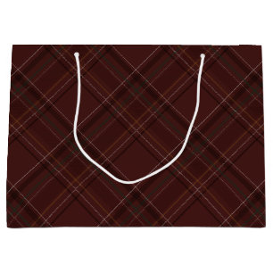 Classic holiday plaid stylish maroon Christmas Large Gift Bag