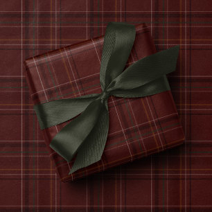 Classic holiday plaid stylish maroon Christmas Wrapping Paper