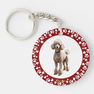 Classic Holiday Red Custom Photo Pet Memorial Key Ring