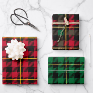 Classic Holiday Red Green Plaid Christmas Simple Wrapping Paper Sheet