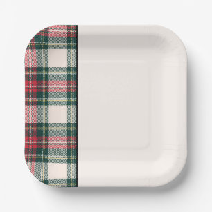 Classic Holiday Tartan Plaid Festive Two Tone Pape Paper Plate