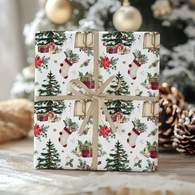 Classic Holiday Tree and Presents Wrapping Paper (Creator Uploaded)