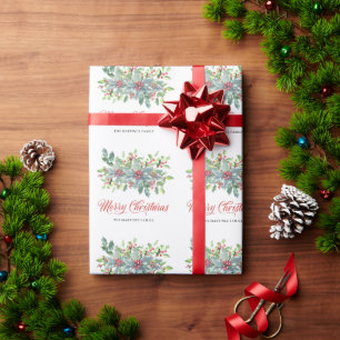 Classic Holly Berries Chrristmas Holiday Wrapping Paper