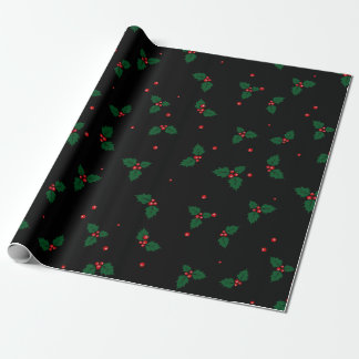 Classic holly leaves and berries Christmas pattern Wrapping Paper