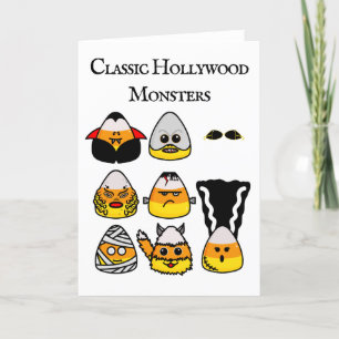 Classic Hollywood Monsters Candy Corn Holiday Card