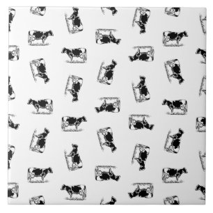 Classic Holstein Cows Art CUSTOM BACKGROUND COLOR Ceramic Tile