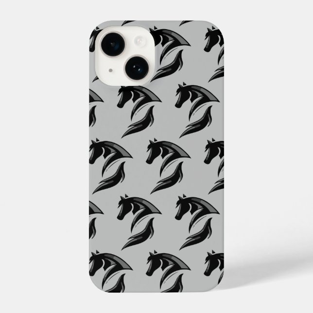 Classic Horse Black Silhouette Pattern iPhone Case (Back)