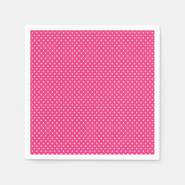 Classic Hot Pink and White Polka Dot Napkins (Front)