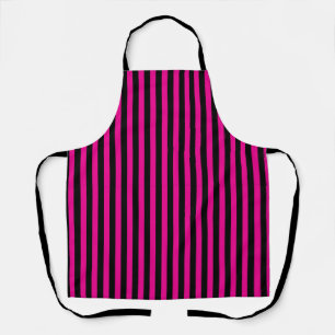 Classic Hot Pink Magenta & Black Vertical Stripes Apron