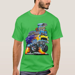 Classic Hotrod Muscle Car Flames Big Engine T-Shirt