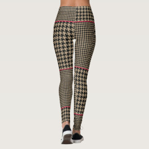 Classic Houndstooth Black Taupe Hot Pink Check Leggings