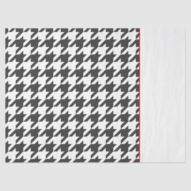 Classic Houndstooth Black White Red Timeless Tissue Paper (Front)