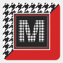 Classic Houndstooth & Monogram | Red Black White