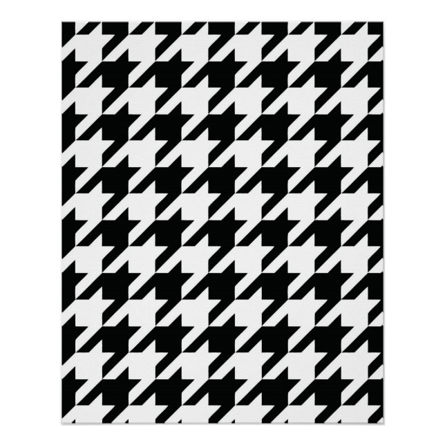 Classic Houndstooth Pattern: Black & White Vintage Poster (Front)