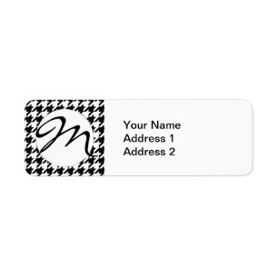 Classic Houndstooth Pattern: Black & White Vintage Return Address Label