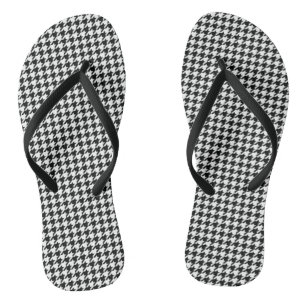 Classic Houndstooth Pattern: Black & White Vintage Thongs