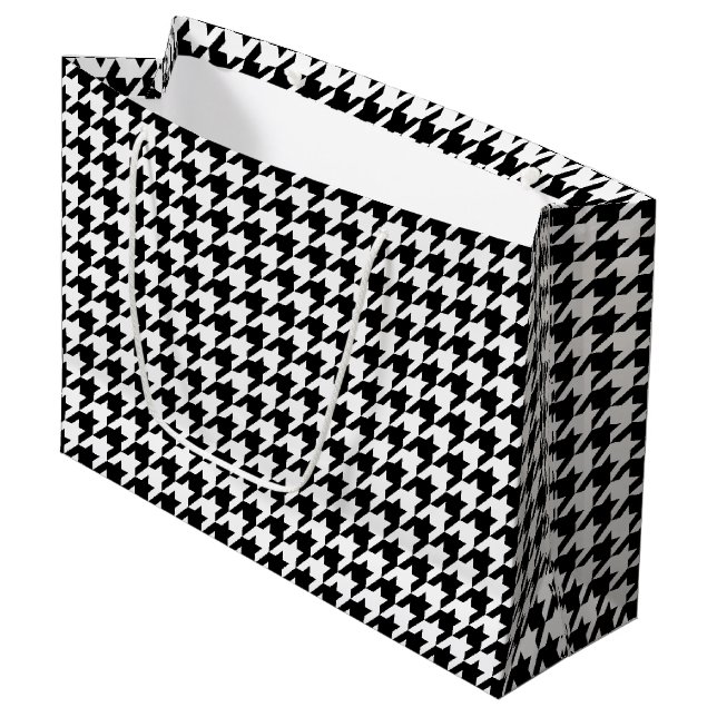 Classic houndstooth pattern Dogstooth check design Large Gift Bag (Front Angled)
