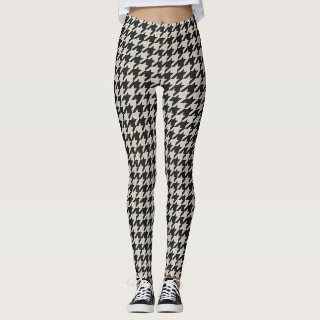 Classic Houndstooth Pattern – Timeless Elegance Leggings (Front)