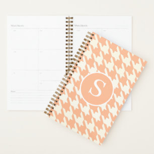 Classic Houndstooth Peachy Coral & White Monogram Planner