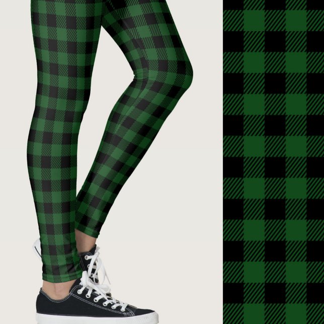 Classic hunter green black buffalo plaid patterned leggings (Creator Uploaded)