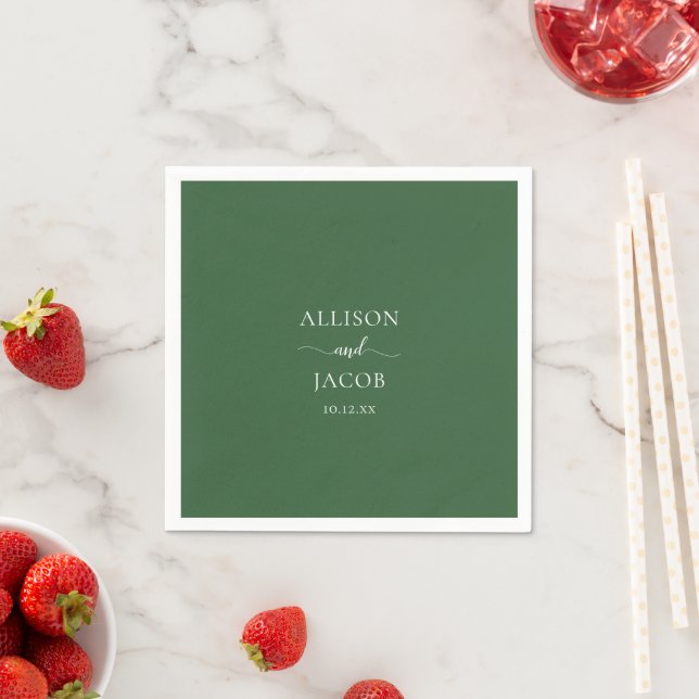 Classic Hunter Green Wedding Napkins (Insitu)