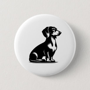 Classic Hunting Dog Vintage Dachshund Drawing Copy 6 Cm Round Badge