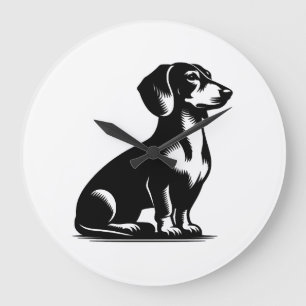 Classic Hunting Dog Vintage Dachshund Drawing Copy Large Clock