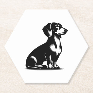 Classic Hunting Dog Vintage Dachshund Drawing Copy Paper Coaster