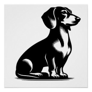 Classic Hunting Dog Vintage Dachshund Drawing Copy Poster