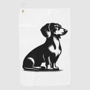 Classic Hunting Dog Vintage Dachshund Drawing Golf Towel
