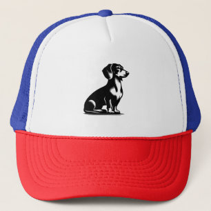 Classic Hunting Dog Vintage Dachshund Drawing Trucker Hat