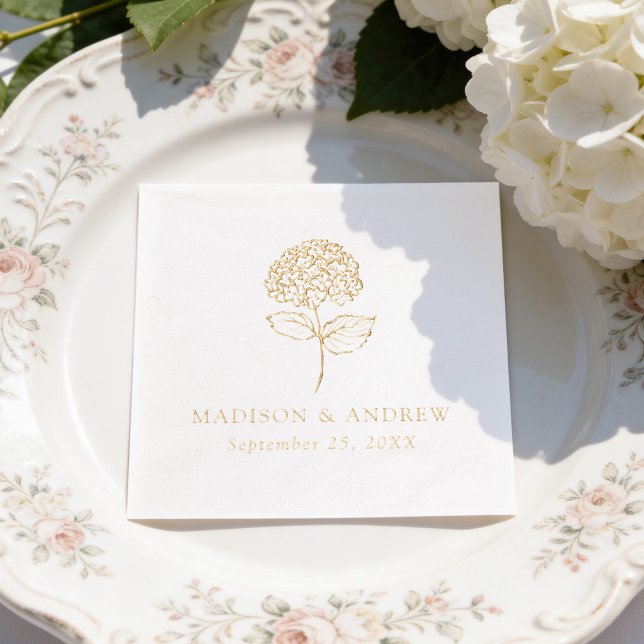 Classic Hydrangea Wedding Foil Napkins (Creator Uploaded)