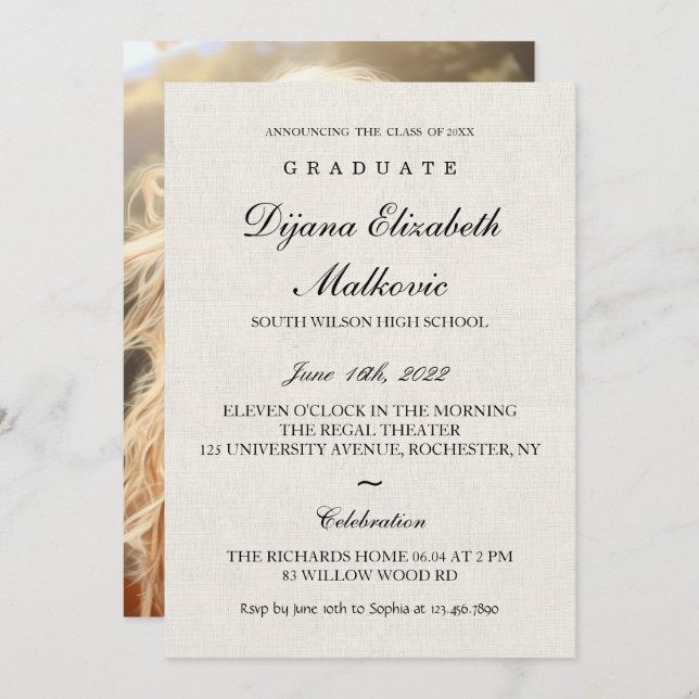 Classic I Canva Graduation Invitation (Front/Back)