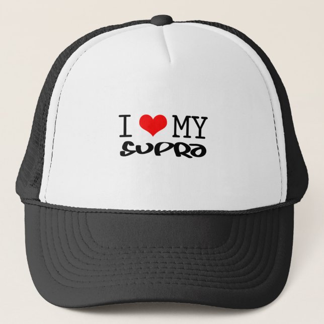 Classic "I Love My Supra" design Trucker Hat (Front)