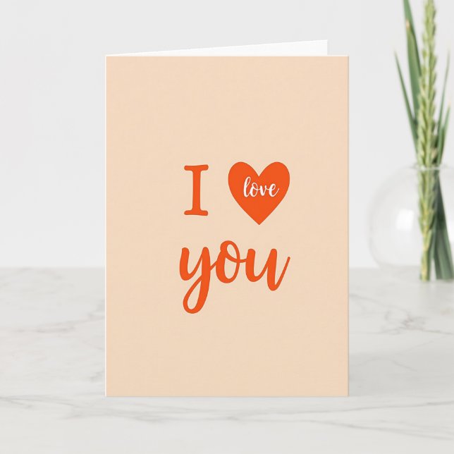 Classic I Love You Peach Card (Front)