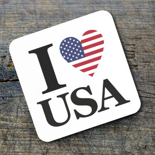 Classic "I ❤️ USA" Beverage Coaster