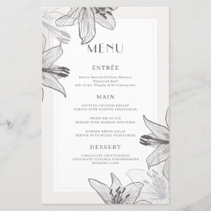 Classic Illustrated Floral Lilies Menu Cards