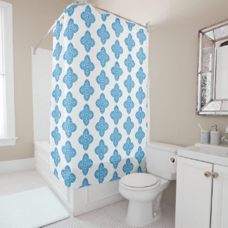 Classic indigo blue pattern shower curtain