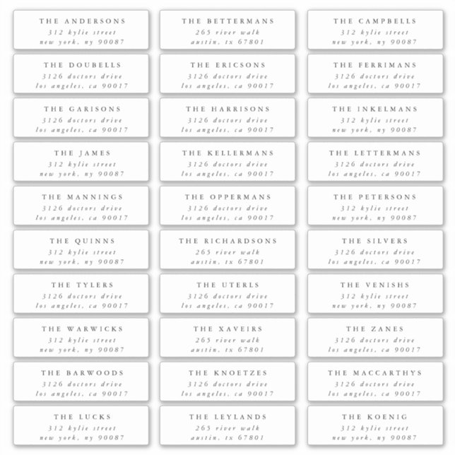 Classic Individual Black White Guest Address (Front)