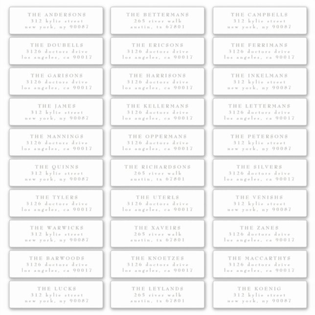 Classic Individual Sage Green White Guest Address (Front)