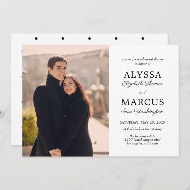 Classic Invite Wedding Rehearsal Dinner Engagement (Front/Back)