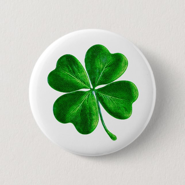 Classic Irish four leaf Clover 6 Cm Round Badge (Front)