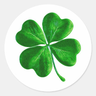 Classic Irish four leaf Clover Round Sticker