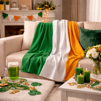 Classic Irish Tricolor Inspired Fleece Blanket