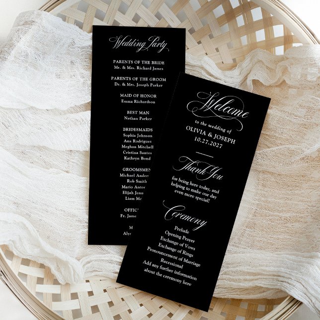 Classic Italian Elegance Black | Wedding Program (Creator Uploaded)