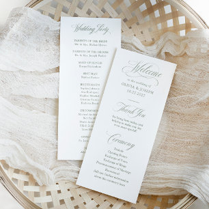 Classic Italian Elegance White and Sage   Wedding Program