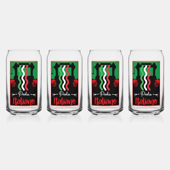 Classic Italian Pasta Kitchen Gift Can Glass (Front)